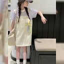 ワンピース 女の子 子供服 夏服 韓国風 ストライプ プリンセス ワンピース セットアップ 120cm 130cm 140cm 150cm 160cm 170c...
