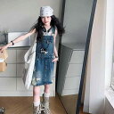 スカート キッズ 女の子 デニム サロペットスカート 夏 薄手 韓国風 子供 大人も着られるサイズ セットアップ可能 ノースリーブ トップス付き かわいい ガー...