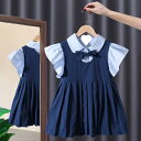 ワンピース & シャツ セット 子供服 女の子 春夏 学園風 半袖 ブラウス プリーツスカート 90 100 110 120 130 140 150