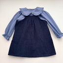 キッズ セットアップ コーデュロイ サロペットスカート ブルー ドール襟 シャツ 春夏 綿100% 80cm 90cm 100cm 110cm 120cm 13...
