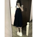 ワンピース & トップス 女児 女の子 子供服 セットアップ 半袖シャツ Aラインスカート ポリエステル ブラック系 春夏