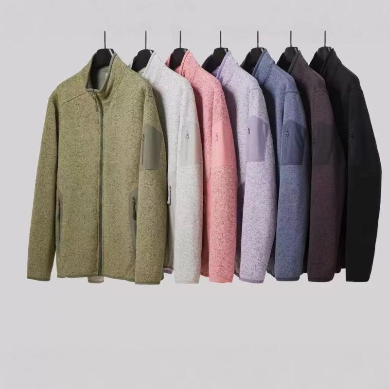 フリース レディース メンズ ジップアップ ジャケット 秋冬 アウトドア スポーツ ウェア 立襟 立ち襟 ポリエステル 伸縮性 韓国風 カジュアル スタイル ブラック グレー グリーン ブルー