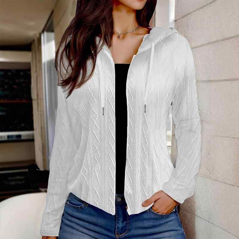 ジャケット レディース 秋冬 パーカー 長袖 ジップアップ フード付き アウター カジュアル ストライプ柄 配色 切り替え 普段使い 通勤 婦人服 ホワイト ブラック コーヒー ワインレッド