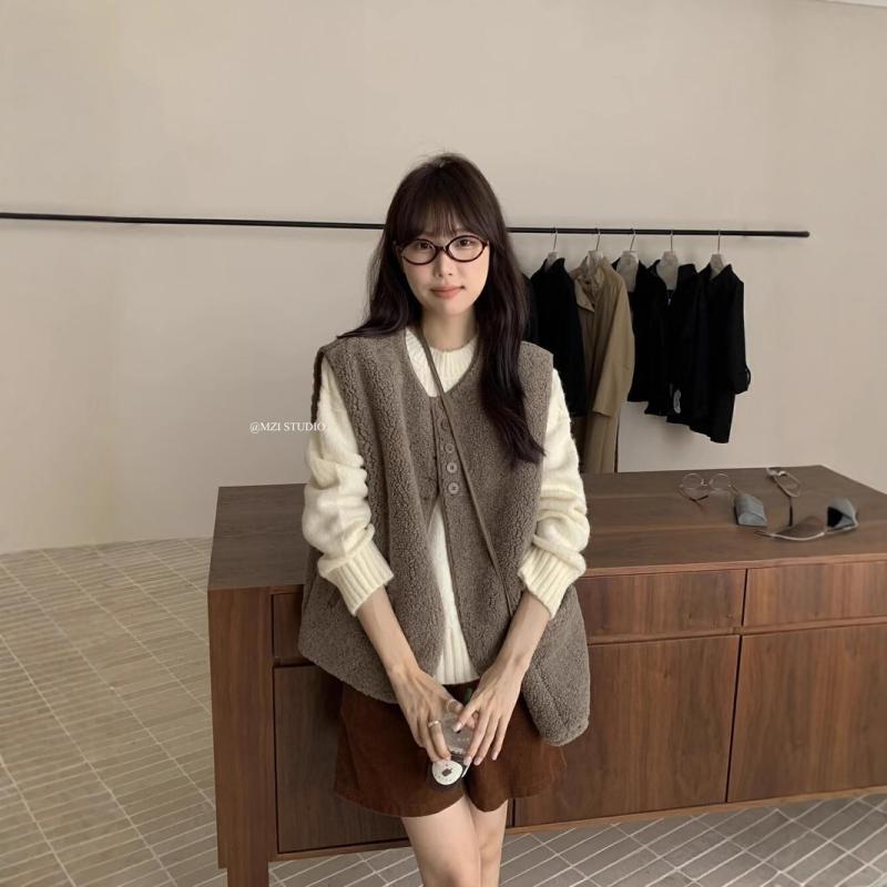 ベスト レディース 秋冬 シャネル風 ゆったり 重ね着 ラウンドネック 厚手 ウール 混紡 ベスト 鞄付き ..