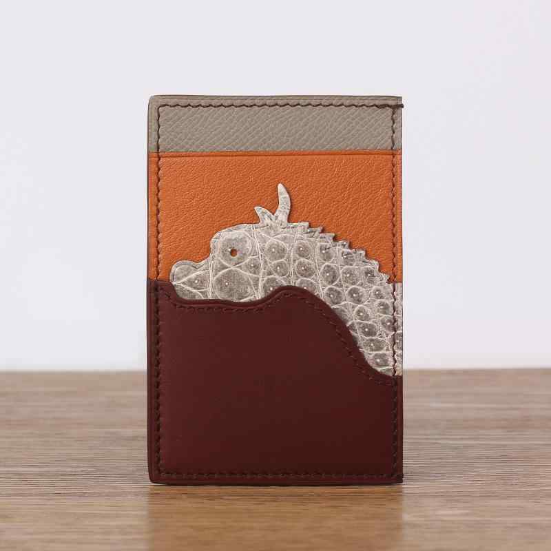 カードケース 本革製 男女兼用 アニマル柄 クロコダイル型押し 羊革製 超薄型 多機能カード入れ 高級感..