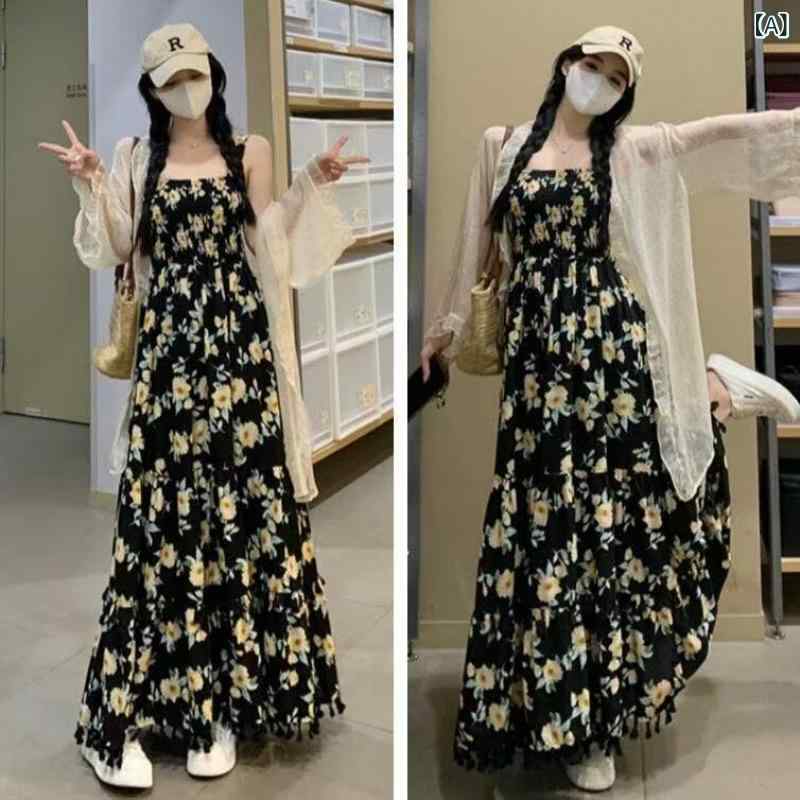 ワンピース レディース 大きいサイズ 花柄 キャミソールワンピース 麻 リネン カーディガン セットアップ ロングワンピース 2点セット 夏 春夏 街頭