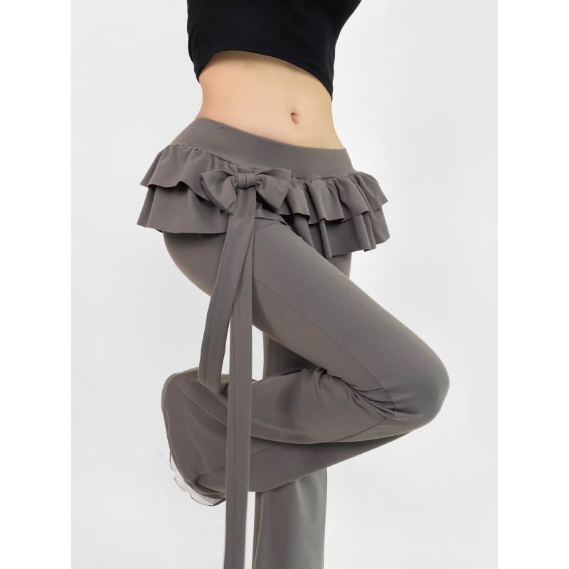 スカート レディース ケーキスカート スリット入り スリム 美脚 ローライズ ベルボトムパンツ 伸縮性 ..