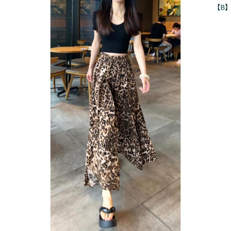 Tanzanのパンツ レディース レトロ 裾フレア スラックス 接触冷感 サテン ワイドパンツ ハイウエスト 黄花柄 ヒョウ柄 水玉 ストライプ S M L XL｜アングル3