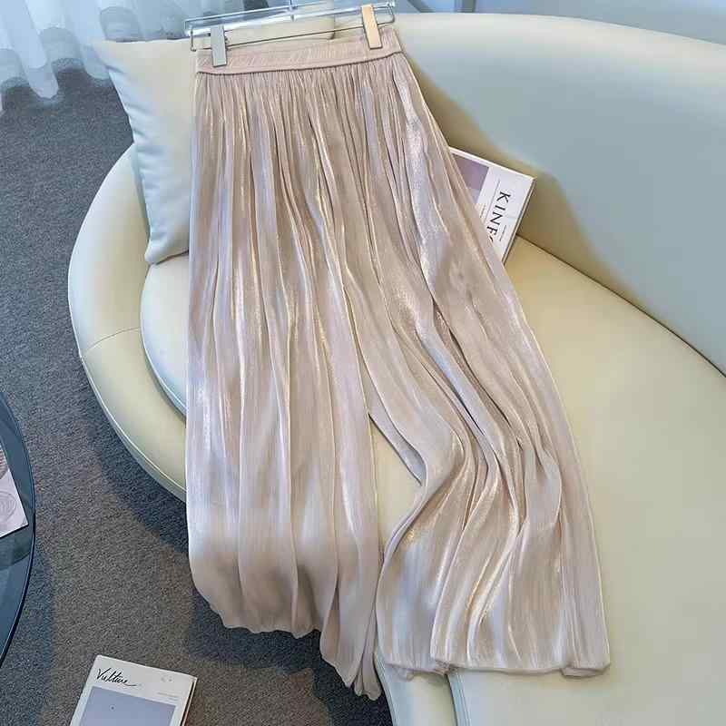 スカート レディース ポリエステル ワイドレッグパンツ スカンツ 春夏 高見え 美脚 薄手 ゆったり 通勤 オフィス カジュアル ブラック ..