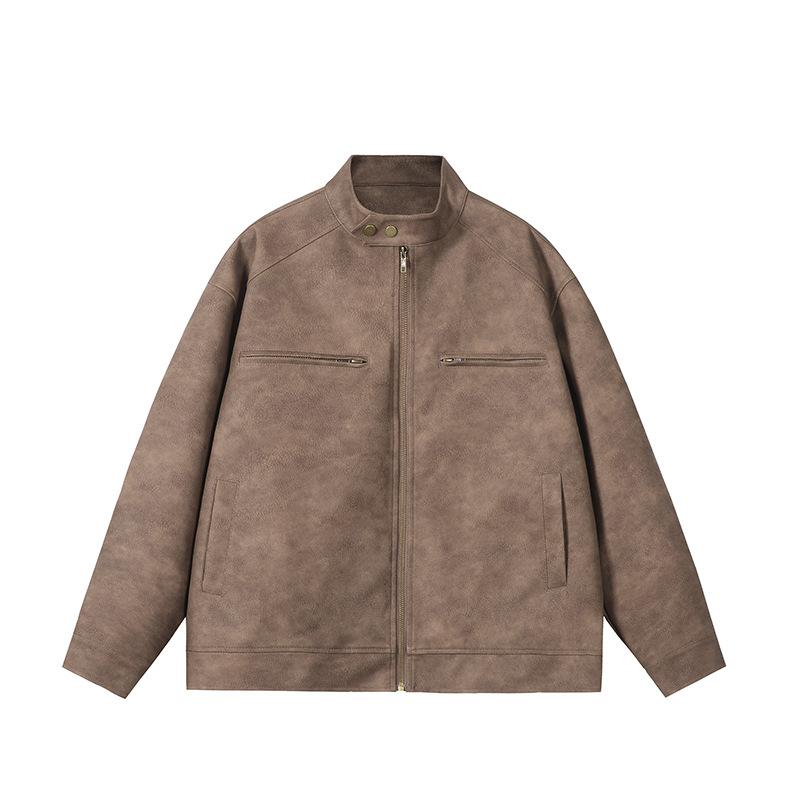 レザージャケット メンズ 春秋 立襟 ブルゾン PUレザー ゆったり ヴィンテージ ライダースジャケット ..