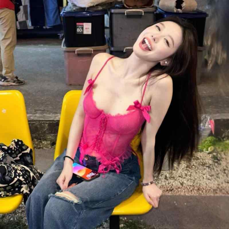 キャミソール レディース レース ビスチェ チューブトップ スリムフィット 花柄 ポリエステル 伸縮性 玫红色