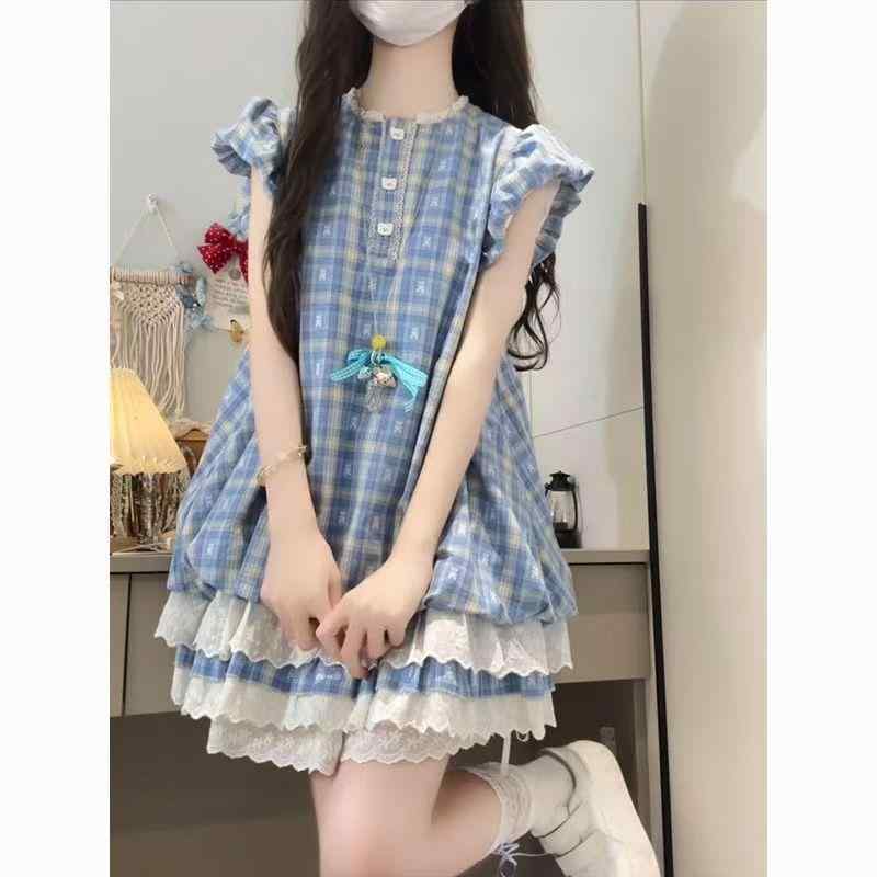 ワンピース キッズ 女の子 夏物 子供服 花柄 レース フリル 2点セット コットン混紡 130cm 140cm 150cm..