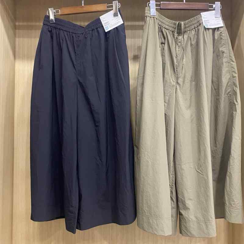 スカート レディース 7分丈パンツ キュロット ワイドレッグパンツ ポリエステル混紡 高機能 高見え 美脚 ゆったりシルエット ウエストゴム 20代 30代 40代 ブラック ブラウン オリーブ S M L XL