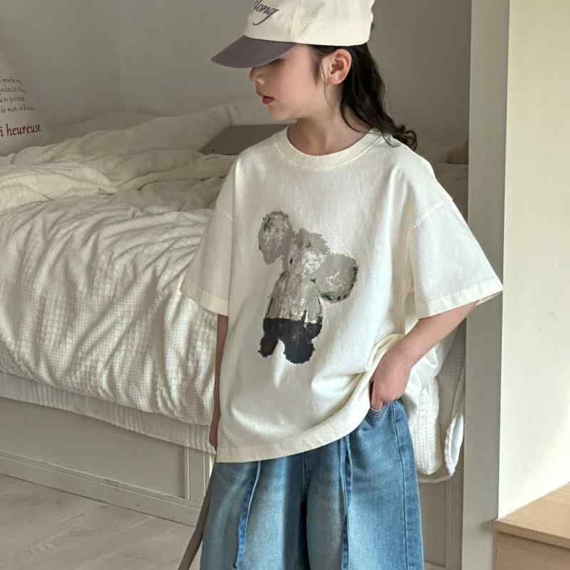 Tシャツ ガールズ 半袖 薄手 プリント トップス 子供服 親子コーデ 綿100% ミニアプリコット 120cm 130..