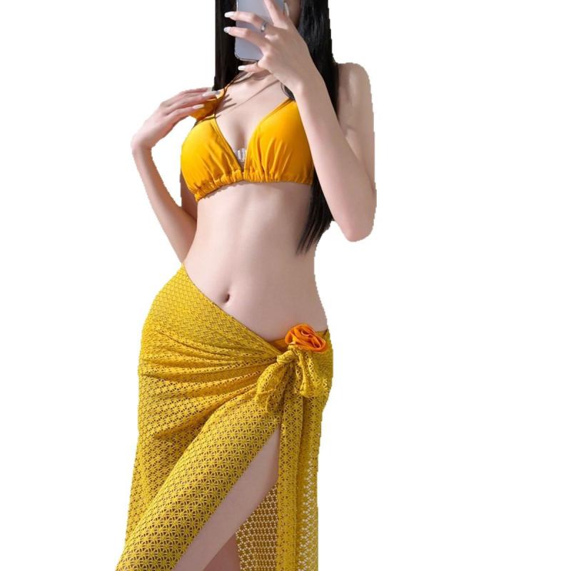 パレオ付｜水着 レディース ビキニ 体型カバー 3点セット セパレート ワンピース チュールス...