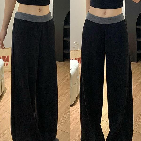 パンツ レディース ズボン スポーティ カジュアル 高見え ワイドレッグパンツ 黒 ブラック ゆったり 美..