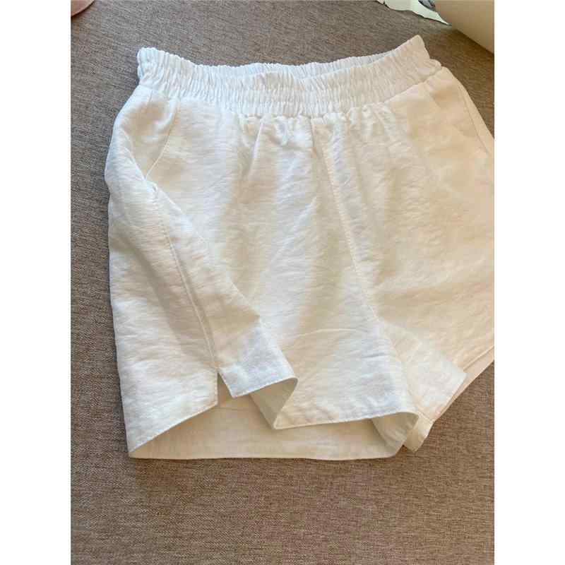 ショートパンツ レディース 白色 接触冷感 Aライン ゆったり かわいい カジュアル 運動 伸縮性 スポーティ