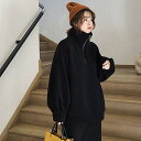 ニット レディース 韓国風 ゆったり 暖か シープボア プルオーバー トップス 白 黒 ポロネック 長袖 秋冬 普段使い かわいい 私服名媛 御姐風