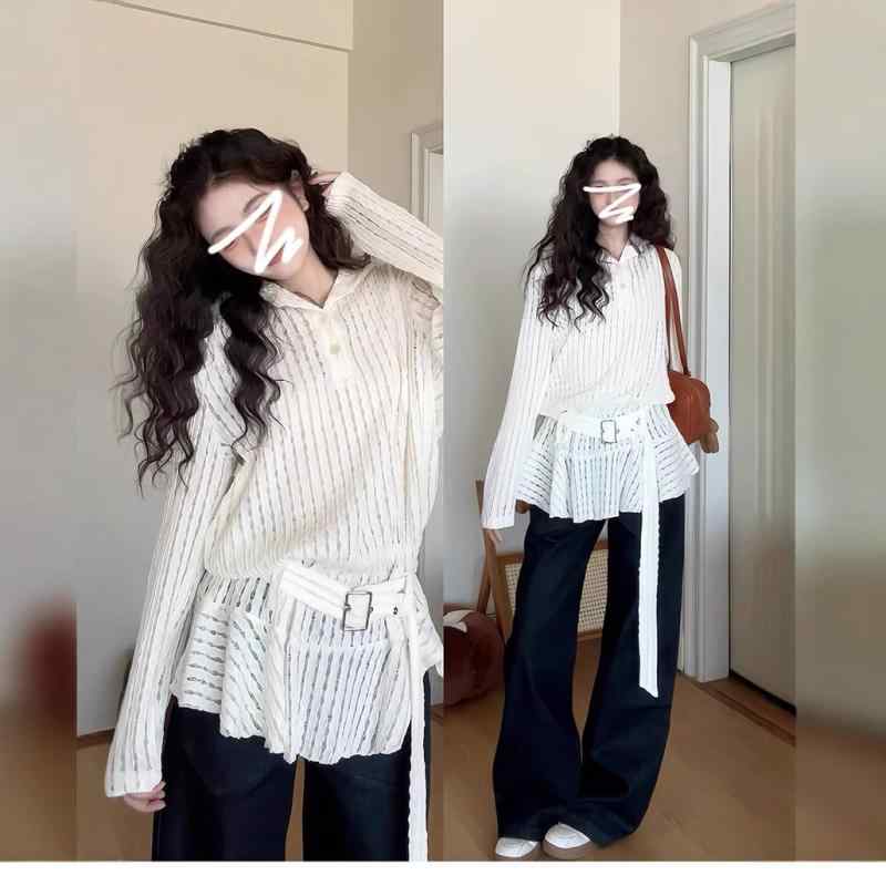 ニット レディース 春物 長袖 レース 襟付き チュニック ミニワンピース かわいい 韓国風 ゆったり 薄..