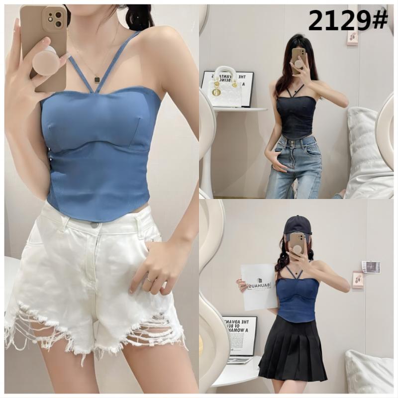 キャミソール レディース デニム ショート丈 高伸縮性 Vネック インナー トップス 胸パッド付き ノース..