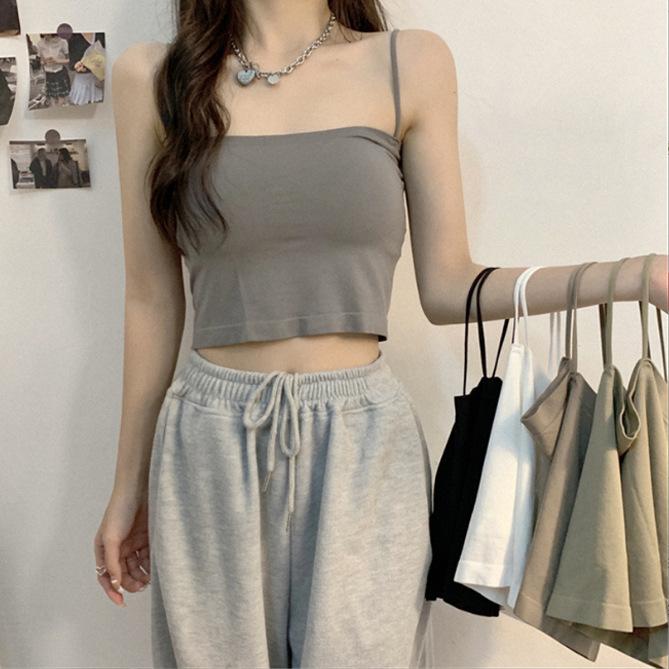 タンクトップ レディース 美背ブラトップ 薄手 ショート丈 ナイロン チューブトップ インナー 全罩杯 ..