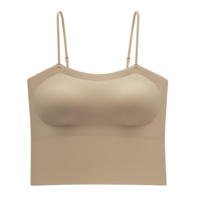 キャミソール レディース 接触冷感 ブラパッド付き インナー トップス 無縫製 肌着 背中見せ ノンワイ..
