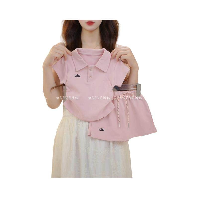 キッズ 女の子 上下セット 半袖 ポロシャツ &amp; スカート 2点セット かわいい 刺繍 薄手 スポーツ 普..