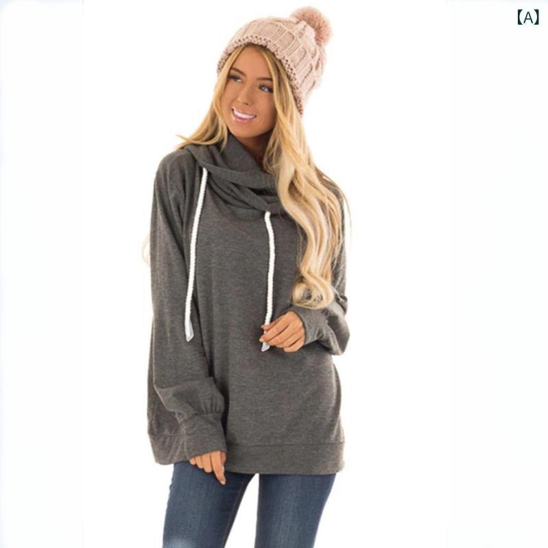 パーカー レディース 秋冬 プルオーバー 長袖 無地 フード付き 灰色 黒色 墨緑色 ワインレッド コーヒー色 伸縮性 普段使い 部屋着 欧美風 ストリート 2