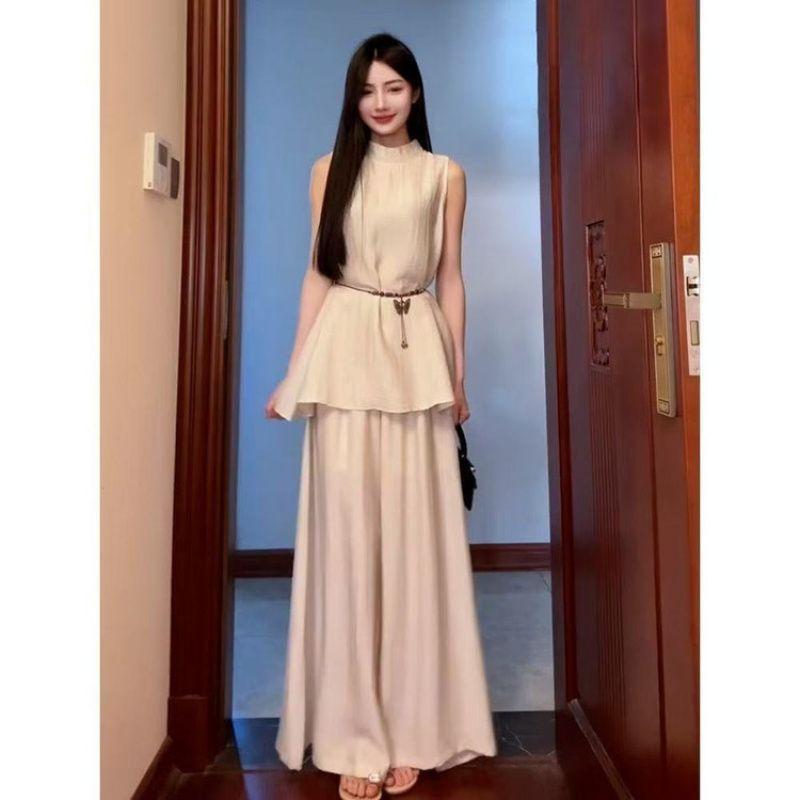 キッズ 親子 ペアルック 接触冷感 麻混 セットアップ 夏物 女の子 トップス ボトムス 上下セット ベー..