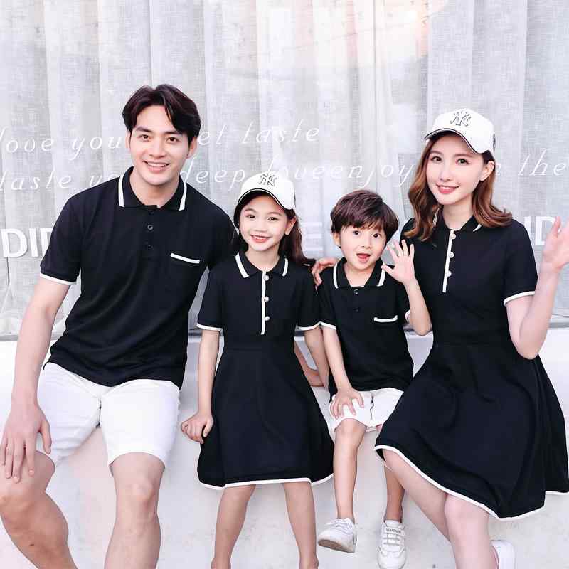 ワンピース レディース 親子コーデ 春夏 半袖 膝丈 Aライン かわいい おしゃれ ブラック ホワイト コットン 90 100 110 120 130 140 150 S M L XL XXL