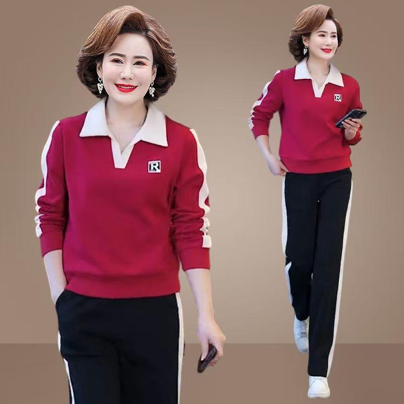 ジャージ レディース セットアップ 普段使い 部屋着 長袖 長ズボン スポーツウェア 配色 ポリエステル スポーティー カジュアル 赤 紺 黒 カーキ 白 M L XL 2XL 3XL 4XL