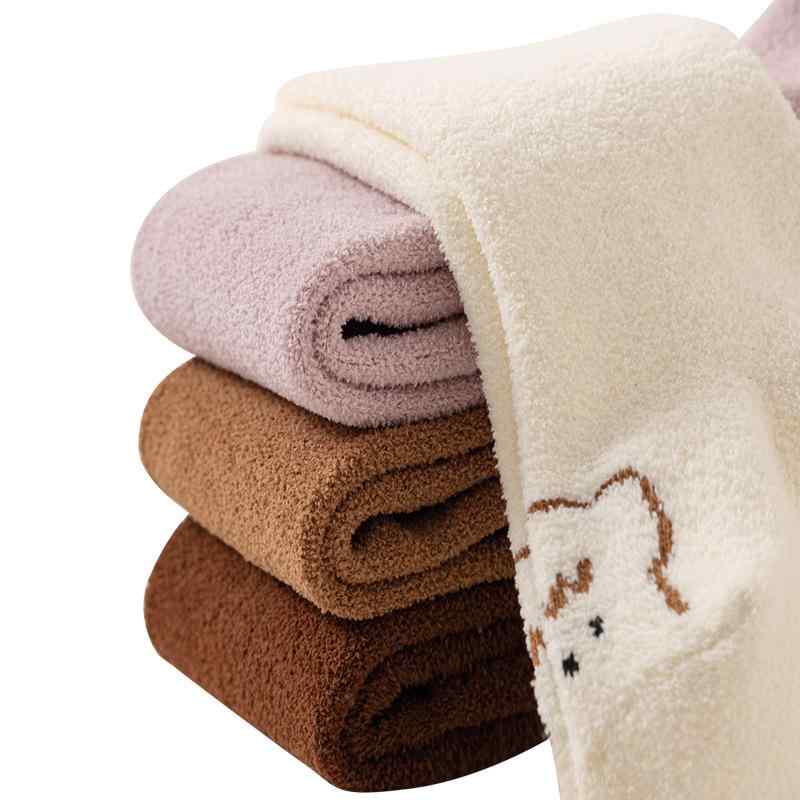 靴下 子供用 厚手 裏起毛 かわいい ガールズ タイツ ニット スパッツ レギンス 無地 アニマル柄 秋冬 ..