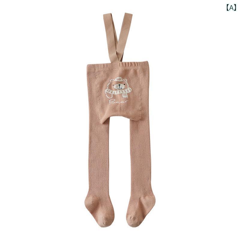 子供服 レギンス ベビー 女の子 背当て付きパンツ 精梳綿 春秋 通気性 カートゥーン柄 かわいい アイボリー系 グレー系