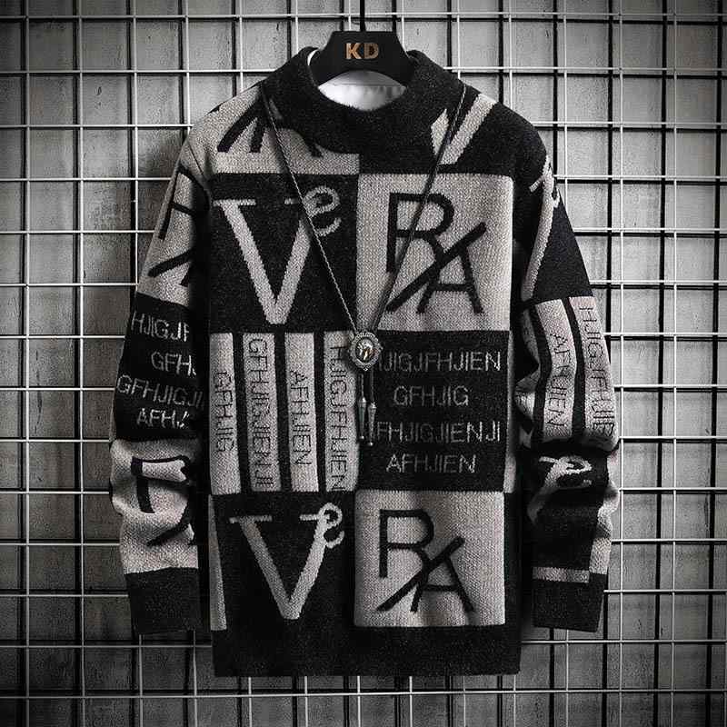 ニット メンズ 秋冬 ファッション 長袖 トップス プルオーバー 中厚手 スリムフィット 灰色 カーキ色 ..