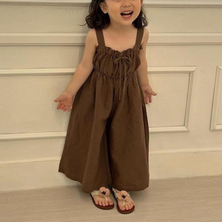 キッズ 女の子 サロペット パンツ 韓国風 子供服 夏物 女児 ワイドレッグ ロンパース 綿 かわいい おし..