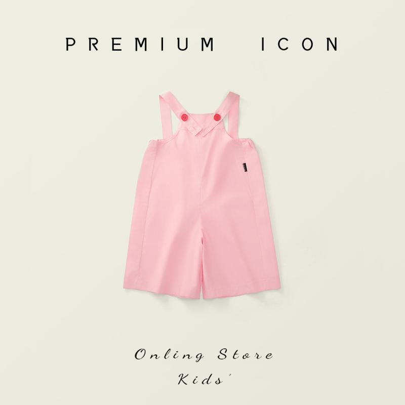 子供服 女児 ピンク色 サロペット オールインワン 100~140cm 夏物 韓国風 ワイドレッグパンツ