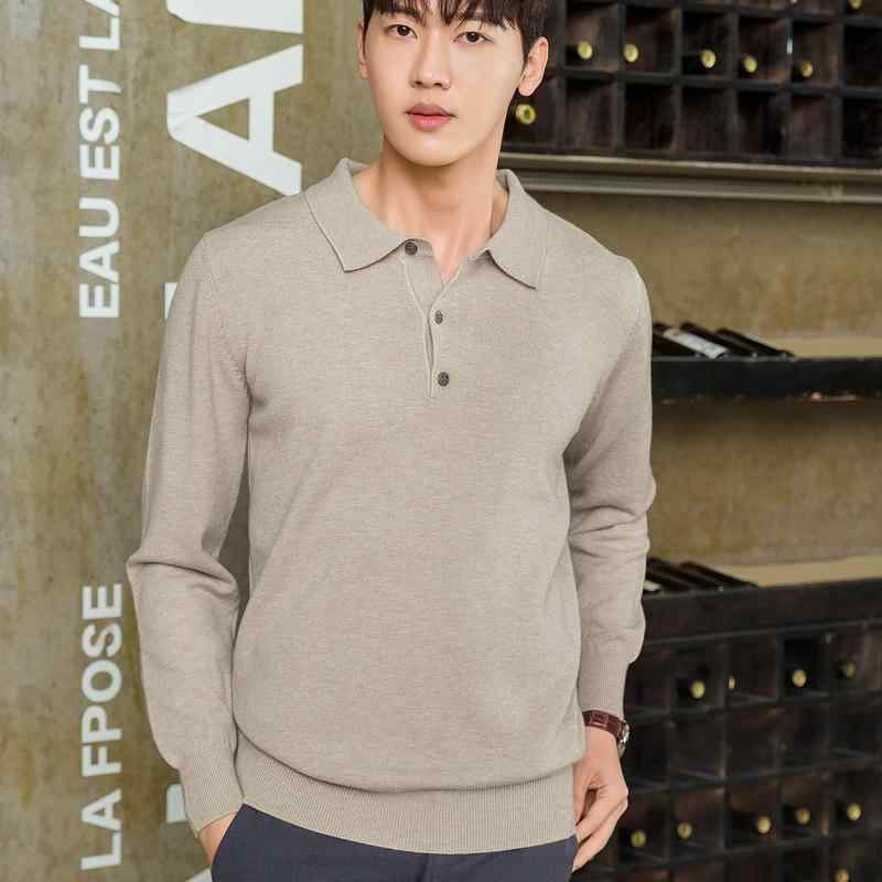 ポロシャツ メンズ ニット 長袖 韓国風 ゆったり あったか インナー トップス 春秋 普段使い カジュアル ベージュ ブラック キャメル グレー ネイビー