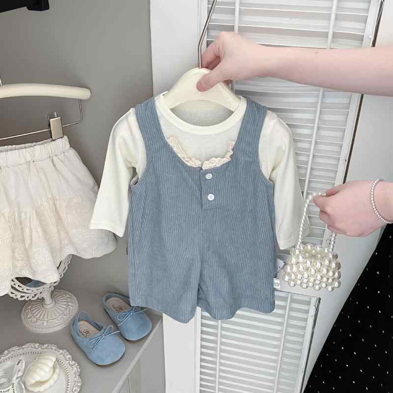 子供服 オーバーオール 女の子 ベビー コーデュロイ ショートパンツ サロペット 春秋 7分丈パンツ 80 90 100cm かわいい 普段着 韓国風