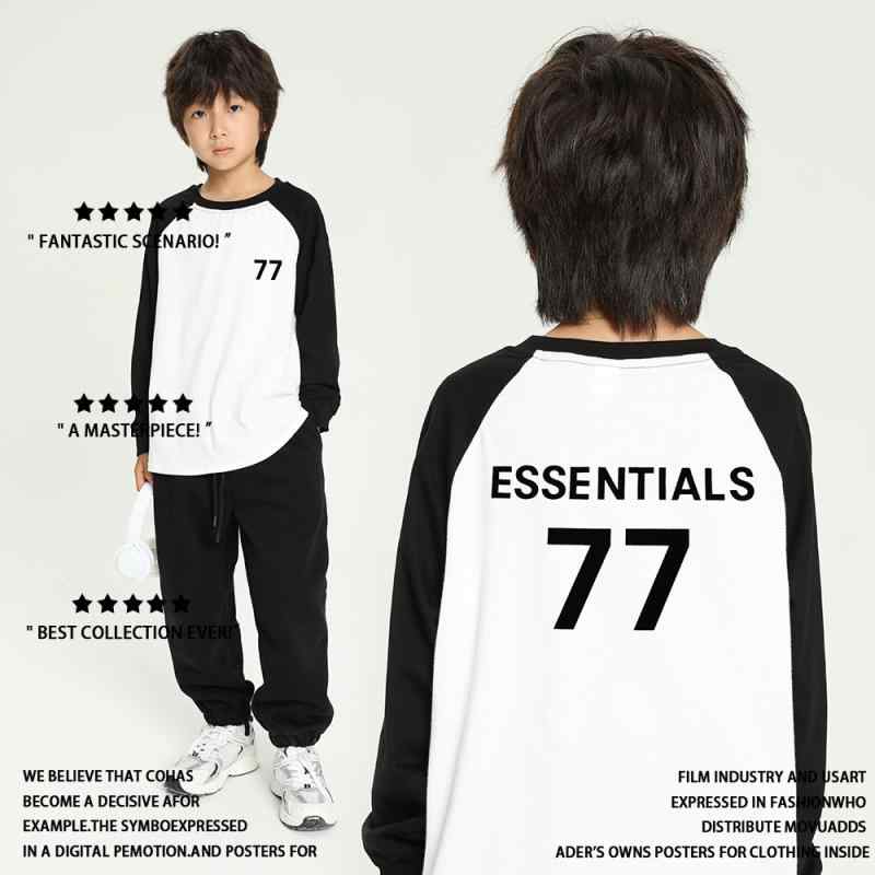 Tシャツ キッズ 男女兼用 長袖 トップス 親子コーデ スポーツ アルファベット柄 切り替え グレー ブラ..