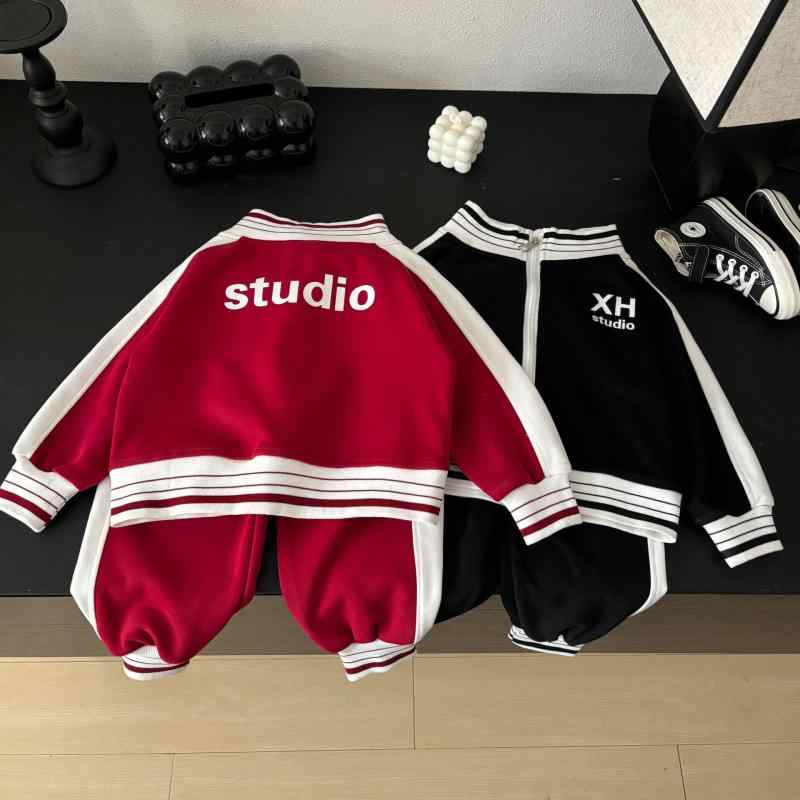 子供用ジャージ 上下セット スポーツウェア 春秋 男女兼用 コットン 中大キッズ 長袖 長ズボン 薄手 運動着 親子コーデ 撞色 赤 白 黒