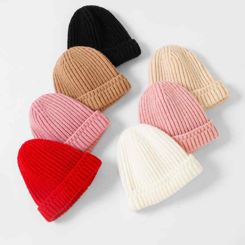 ニット帽 ベビー 0歳 1歳 秋冬用 毛糸 無地 かわいい 赤ちゃん 帽子 コットン ピンク系 ベージュ ホワ..