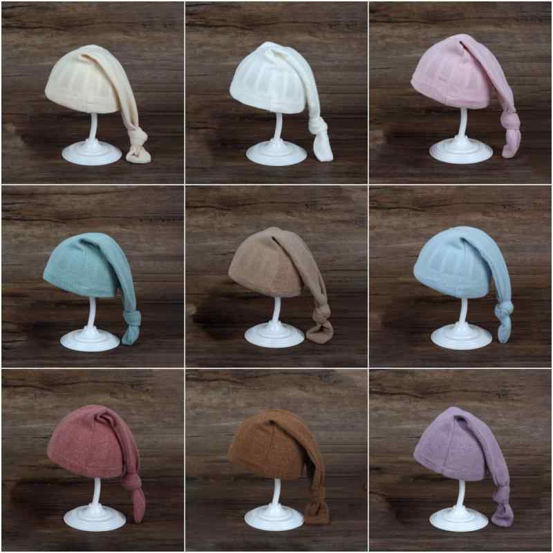 帽子 ベビー 新生児 赤ちゃん 撮影用 ニット帽 チューリップハット 日よけ 高トップ 春夏 ベージュ