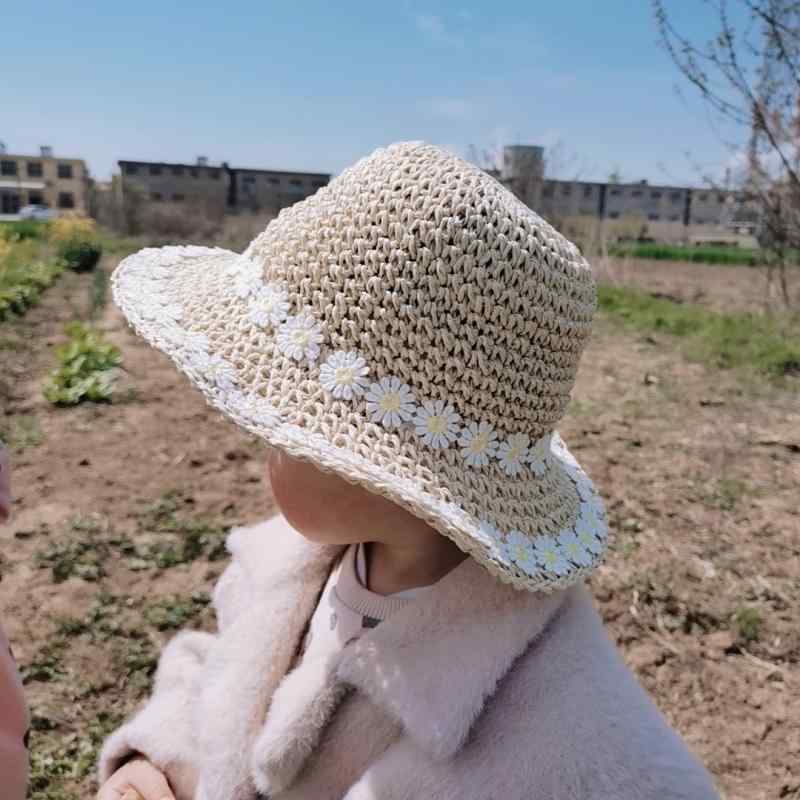 麦わら帽子 キッズ レディース 春夏 つば広 ハット ベージュ ブラウン かわいい 紫外線対策 日焼け防止..