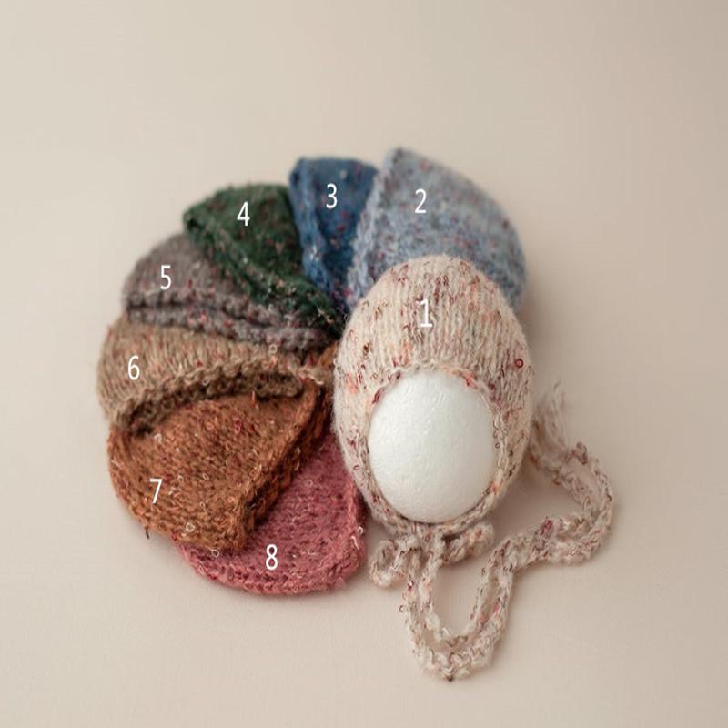 ニット帽 ベビー 赤ちゃん 0-6ヶ月 写真撮影用 ウール混紡 無地 ホワイト ブルー ブラウン系 保温