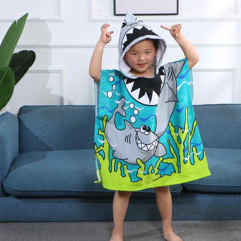 ベビー ポンチョ フード付き バスタオル 吸水 速乾 アニマル柄 60 120cm かわいい 海 プール