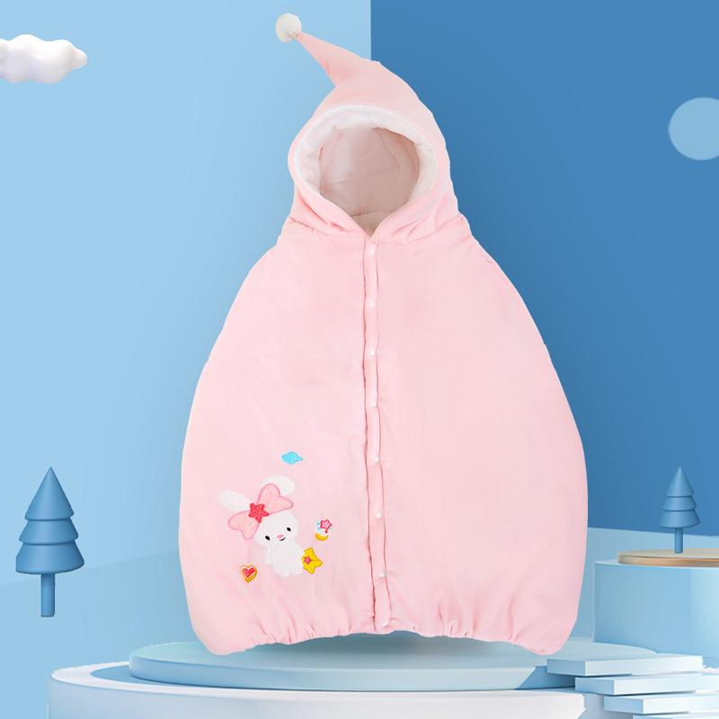 ベビー ポンチョ ケープ コート 春秋冬 新生児 子供 赤ちゃん 綿 防風 フード付き ブルー ピンク
