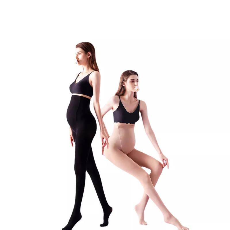 マタニティ レディース タイツ ストッキング 春秋冬 妊婦 腹帯付き レギンス スキニー 薄手 美脚効果 ..