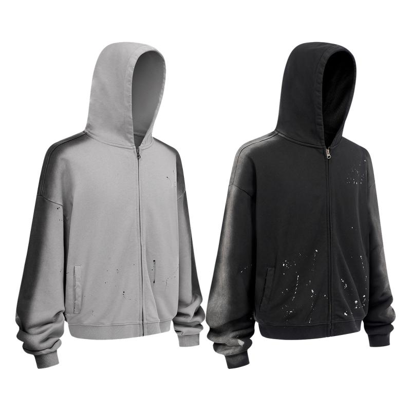 パーカー メンズ 男性用 コットン ジップアップ フーディ 長袖 トップス 無地 厚手 ストリート カジュ..