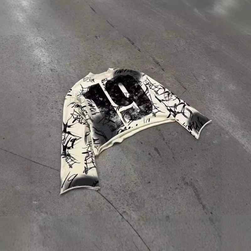Tシャツ メンズ 男性用 トップス ストリート デジタルプリント ヒップホップ 原宿風 レトロ Y2K 長袖 ..