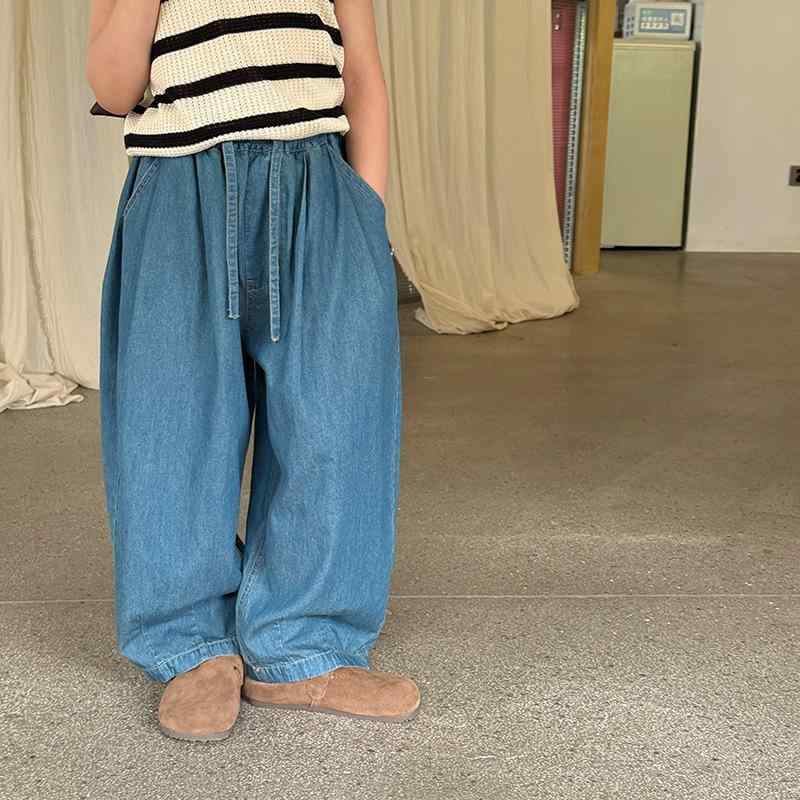 子供服 デニムパンツ ガールズ 薄手 ロングパンツ 柔らかい 綿100% 夏 女の子 幼児 小学生 かわいい カ..
